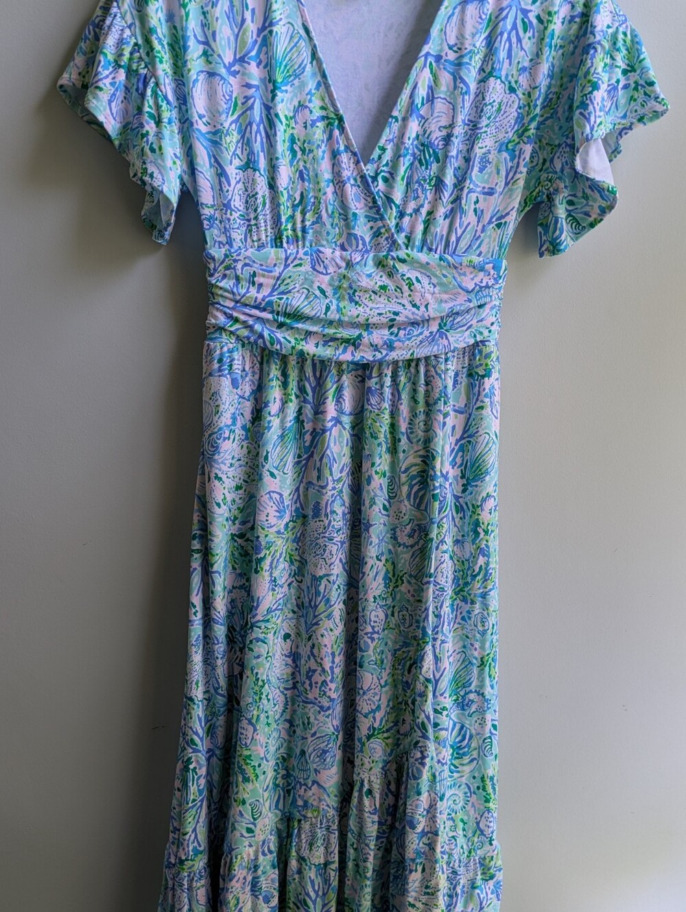 EUC....Lilly Pulitzer Juliet Ruffle "Soleil It On Me" Midi Dress Size XS